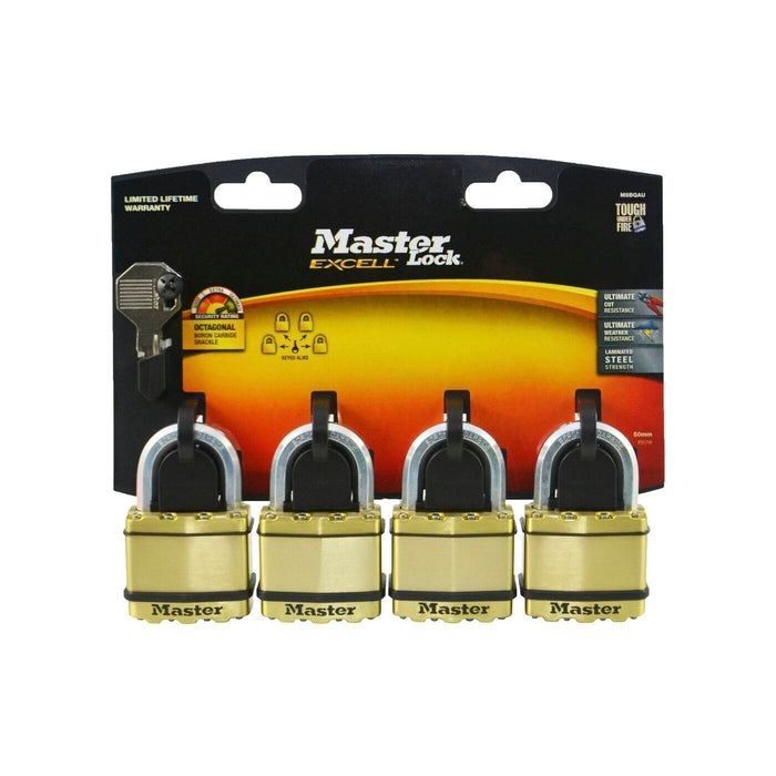 Master Lock 50mm Excell Laminated Padlock - 4 Pack