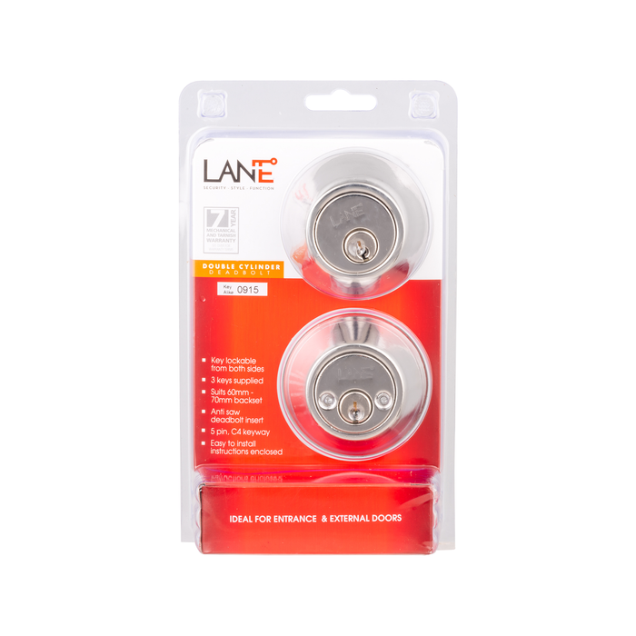 Lane Polished Stainless Steel Double Cylinder Deadbolt