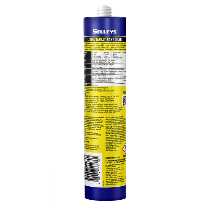 Selleys 420g Construction Adhesive Liquid Nails Fast Grab - 20 Pack